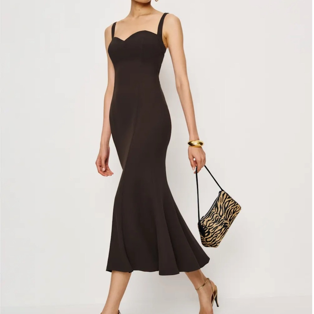Reformation Eddy Dark Brown Midi Dress